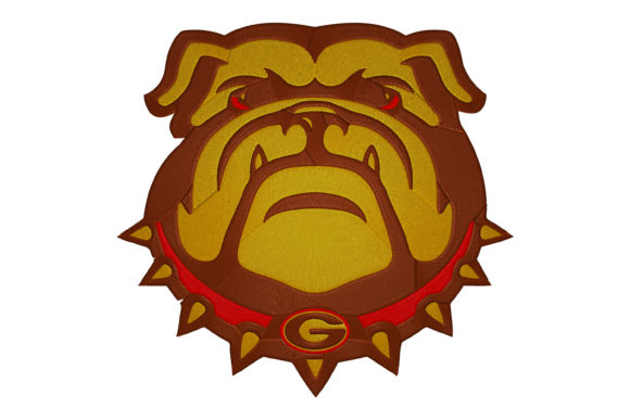 Bulldog Head: A Festive Embroidery Design for Holiday Gifts