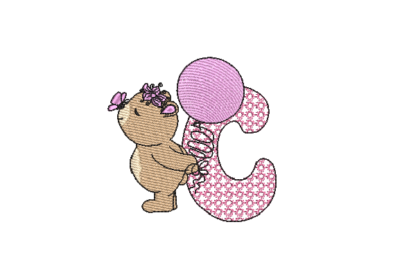 C Girl Teddy: A Hand-Drawn Sketch for Modern Embroidery