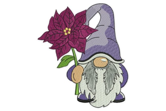 Poinsettia Gnome: A Festive Embroidery Design for Holiday Sales