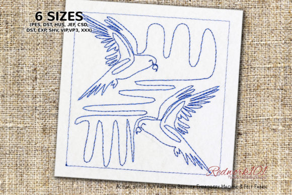 Review: Pair of Beautiful Parakeet Redwork for Gifts
