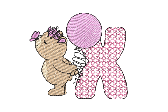 X Girl Teddy: A Hand-Drawn Sketch for Modern Embroidery