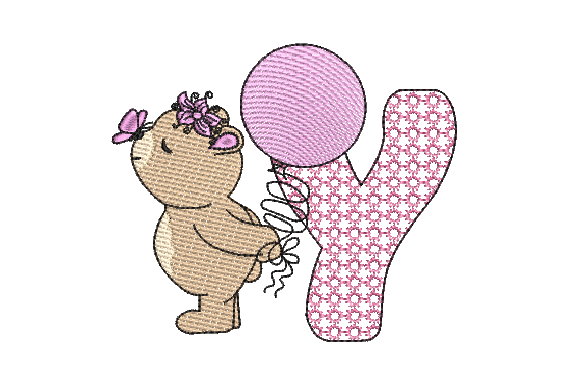 Y Girl Teddy: A Hand-Drawn Sketch for Modern Embroidery